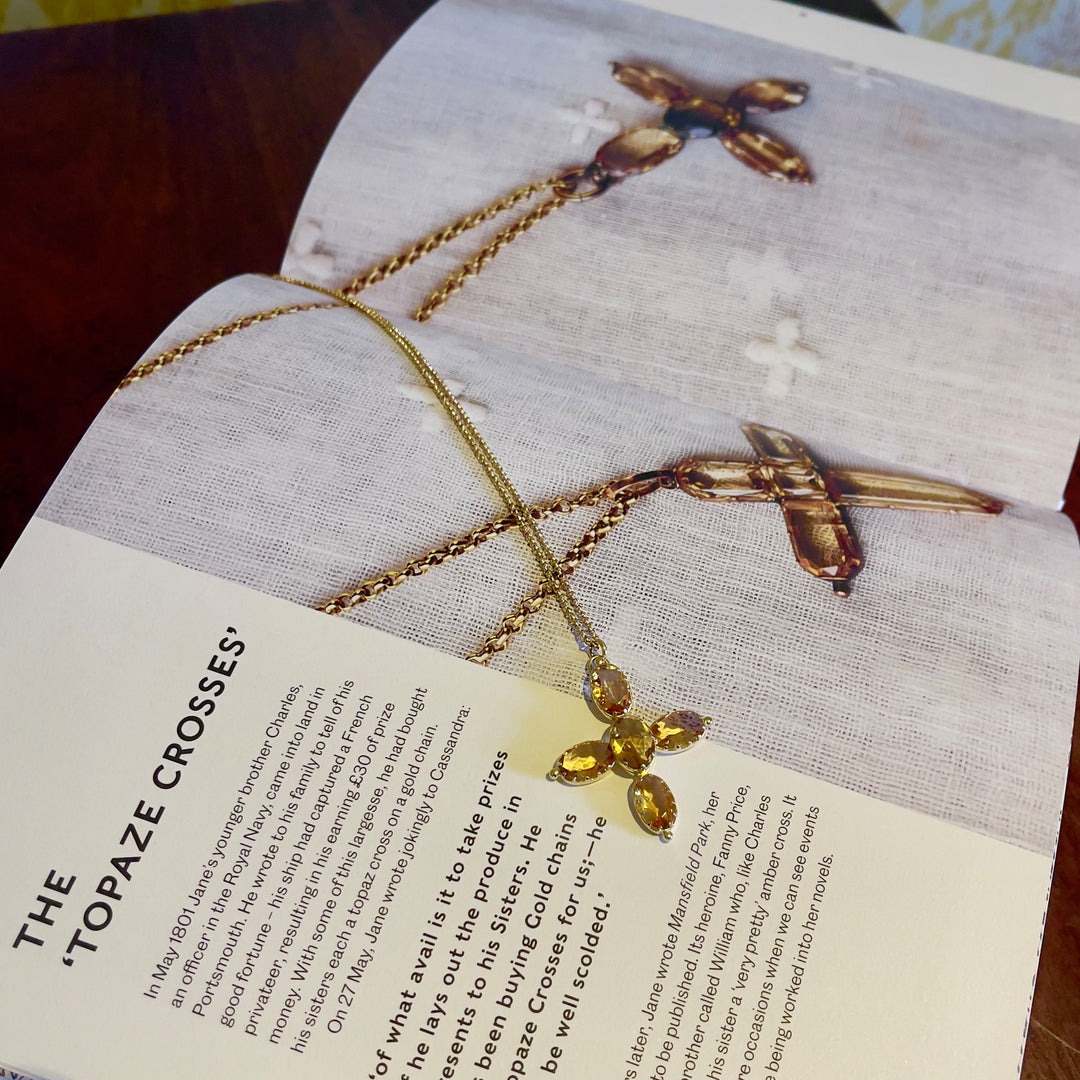 NEW &amp; EXCLUSIVE - Jane Austen Replica Gold Oval Cross