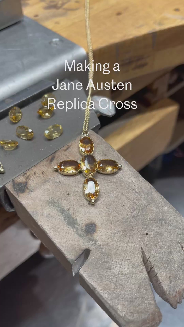 NEW &amp; EXCLUSIVE - Jane Austen Replica Gold Oval Cross